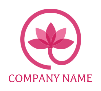 create a spa logo circle stem lotus flower nature