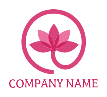 circle stem lotus flower nature logo icon
