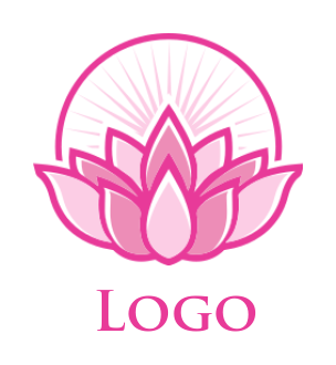 lotus flower in circle with rays | Logo Template by LogoDesign.net