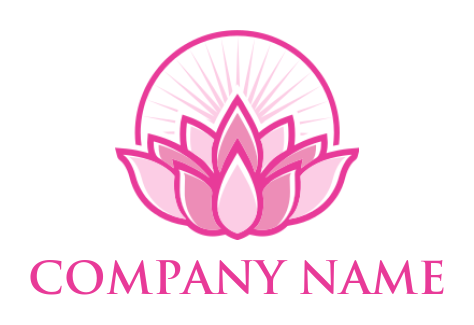 generate a spa logo lotus flower in circle with rays - logodesign.net