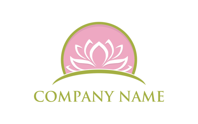 Unique logo of lotus flower inside semi circle