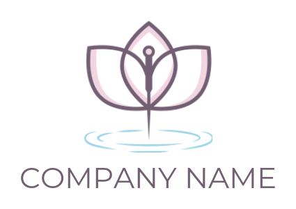 lotus outline with acupuncture needle in center logo icon