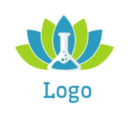 design a medical logo lotus with chemical flask