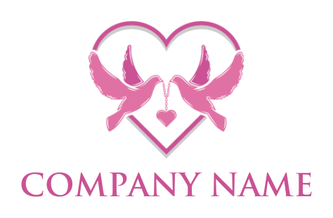 pet logo image love birds holding necklace in heart