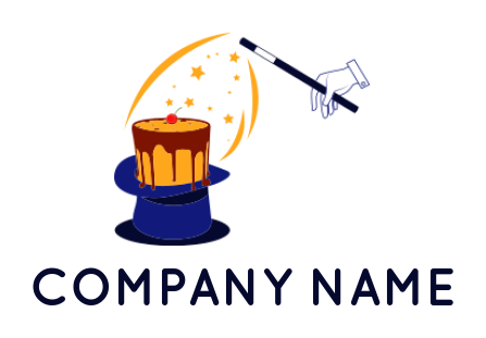 entertainment logo magician wand on cake