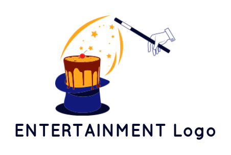 entertainment logo magician wand on cake
