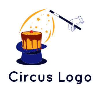 entertainment logo magician wand on cake