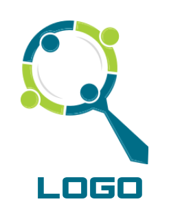 make a staffing logo magnifying abstract people