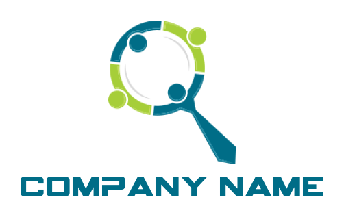 make a staffing logo magnifying abstract people