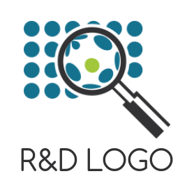 research logo online magnifying glass and dots