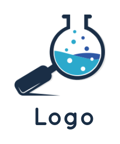 Magnifying Glass Forming Chemical Flask Logo Template By