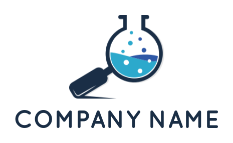 research logo online magnifying glass forming chemical flask - logodesign.net