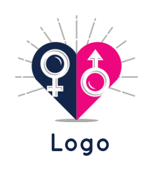 design a matchmaking logo male and female symbols in heart with rays