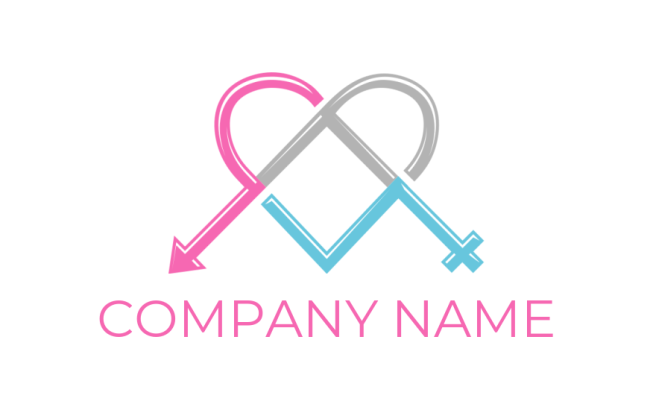 design a dating logo male female sign in heart shape