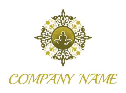 spirituality logo template man doing pray inside mandala 