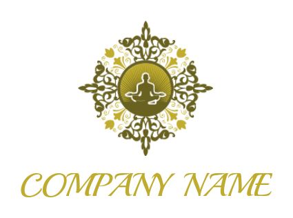 man doing pray inside mandala logo template