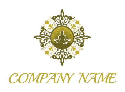 spirituality logo template man doing pray inside mandala 