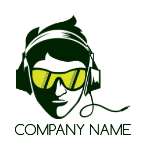 entertainment logo symbol man face with headphones and sunglasses