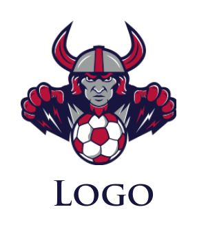 sports logo maker man flying with soccer ball and lightning bolt
