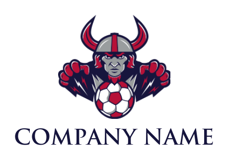 sports logo maker man flying with soccer ball and lightning bolt