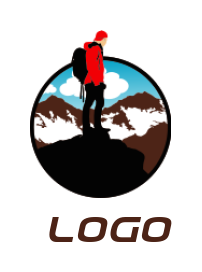 Travel logo man on mountain summit