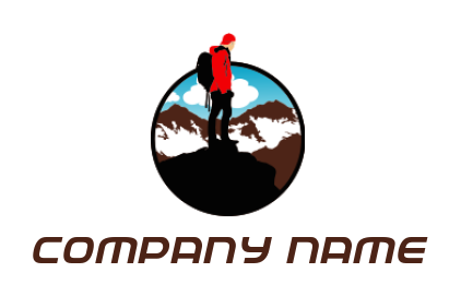 Travel logo man on mountain summit
