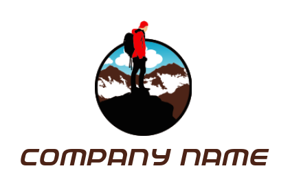 make a travel logo man on mountain summit - logodesign.net