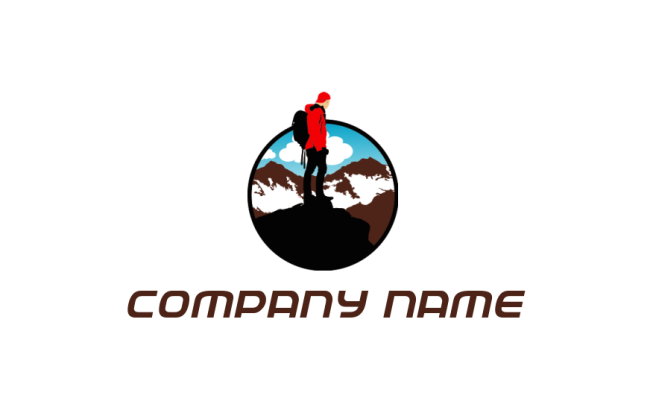 make a travel logo man on mountain summit - logodesign.net