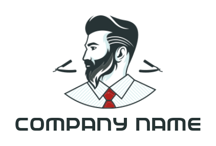 barber logo man with beard and razor