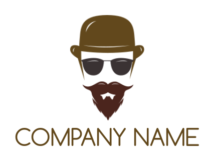 create a fashion logo man with beard wearing hat and sunglasses 