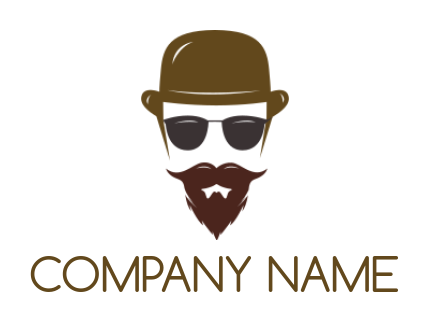 create a fashion logo man with beard wearing hat and sunglasses 