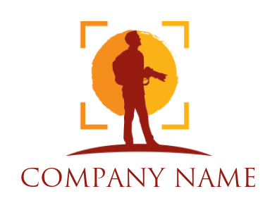 photography logo illustration man with camera in focus with sun