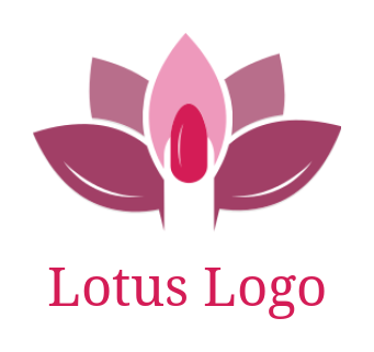 spa logo finger red nail polish over a lotus