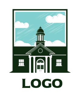real estate logo of mansion windows dome