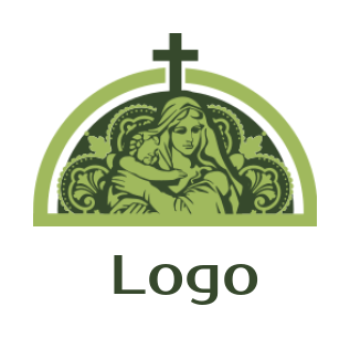 religious logo icon Mary with baby Jesus - logodesign.net