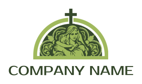 religious logo icon Mary with baby Jesus - logodesign.net