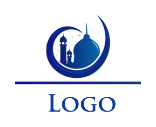 religious logo of Masjid with swoosh and line