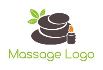 design a spa logo massage stones with candle and leaves