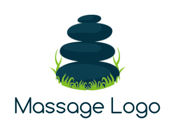 generate a spa logo massage stones with grass - logodesign.net