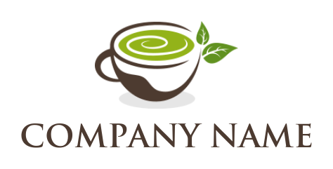 create a food logo matcha tea cup with leaves