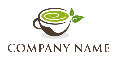 create a food logo matcha tea cup with leaves