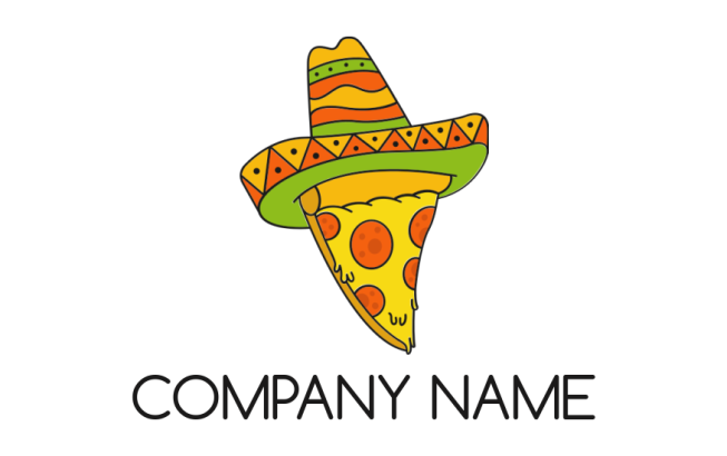 restaurant logo maker Mexican hat on pizza slice