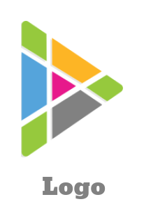 media with geometric shapes forming play button