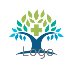 medical cross and leaves forming tree shape maker