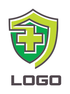 medical logo design with medical cross in shield