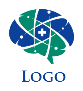 design a medical logo medical cross inside brain with swooshes