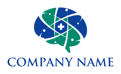 design a medical logo medical cross inside brain with swooshes