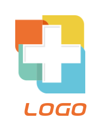 medical cross sign in rounded square shape 
