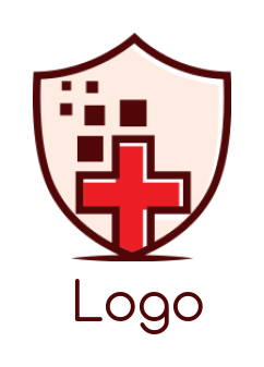 medical logo medical cross with pixels in shield