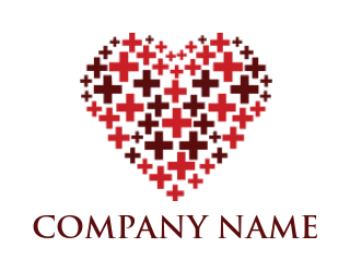 medical logo medical crosses forming heart shape